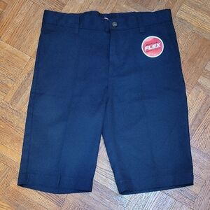 Dickies Flex Slim Fit Navy Flat Shorts with Adjustable Waistband Size 16